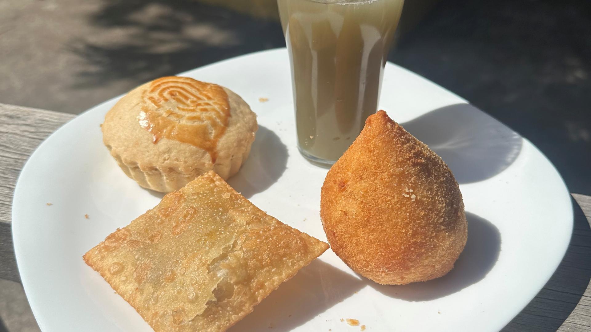In Brazil people like to enjoy a pastel at the market Pastel is a typical Brazilian snack