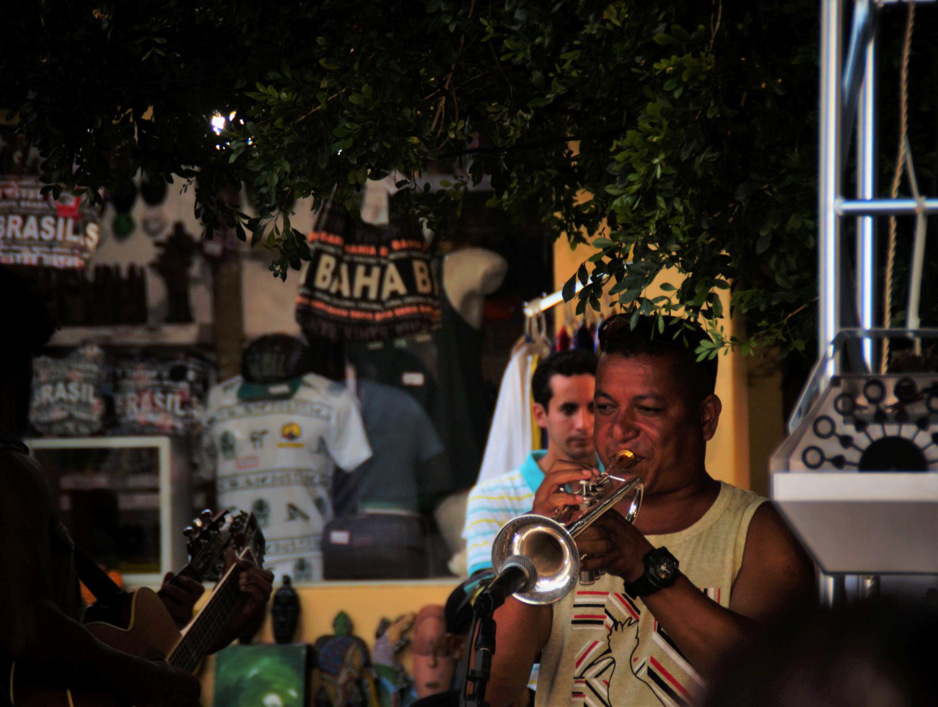 A trumpeter in Bahia plays samba rock Samba rock trumpeter in Bahia
