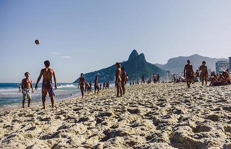 Playing soccer on the beach of Rio