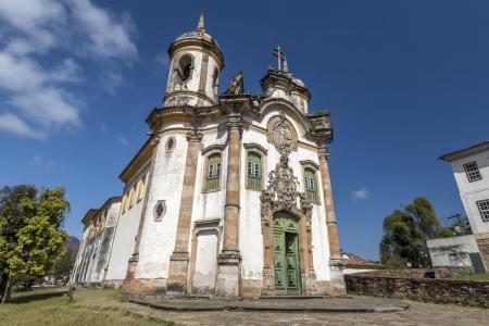 Aerial view of the main plaza of Ouro Preto, Brazil