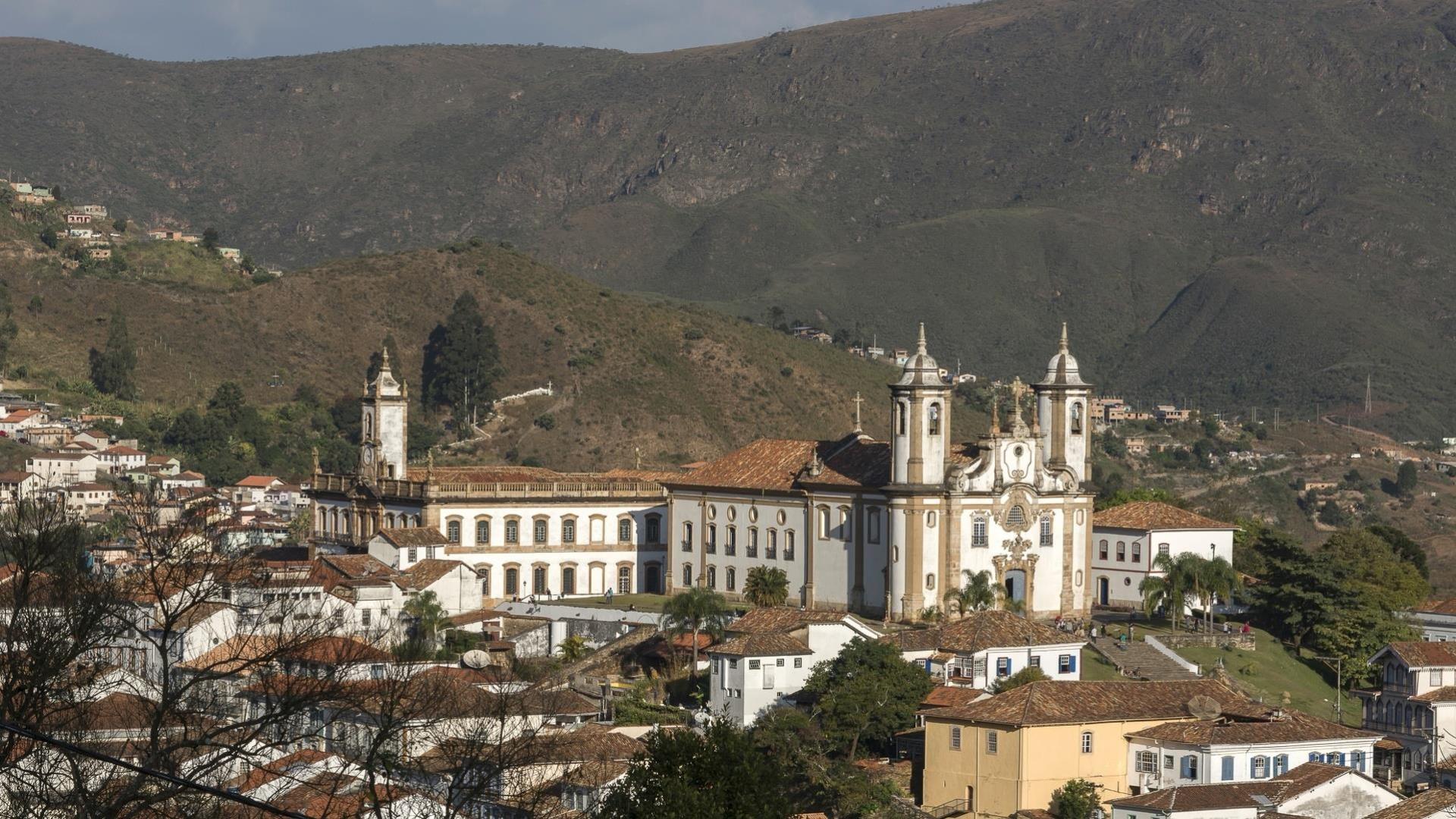 The colonial buildings of Ouro Preto in the mountains of Minas Gerais, Brazil