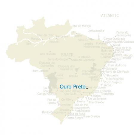 Map of Ouro Preto and Brazil