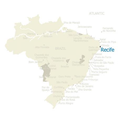 Map of Recife and Brazil 