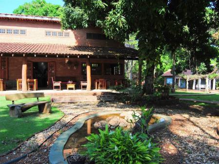 Tropical garden area at Pousada Olho d'Agua in Bonito, South Pantanal - Brazil