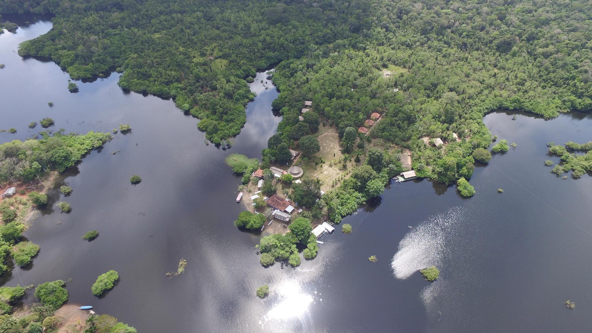 Aerial view of Turtle Lodge, Amazon - Brazil