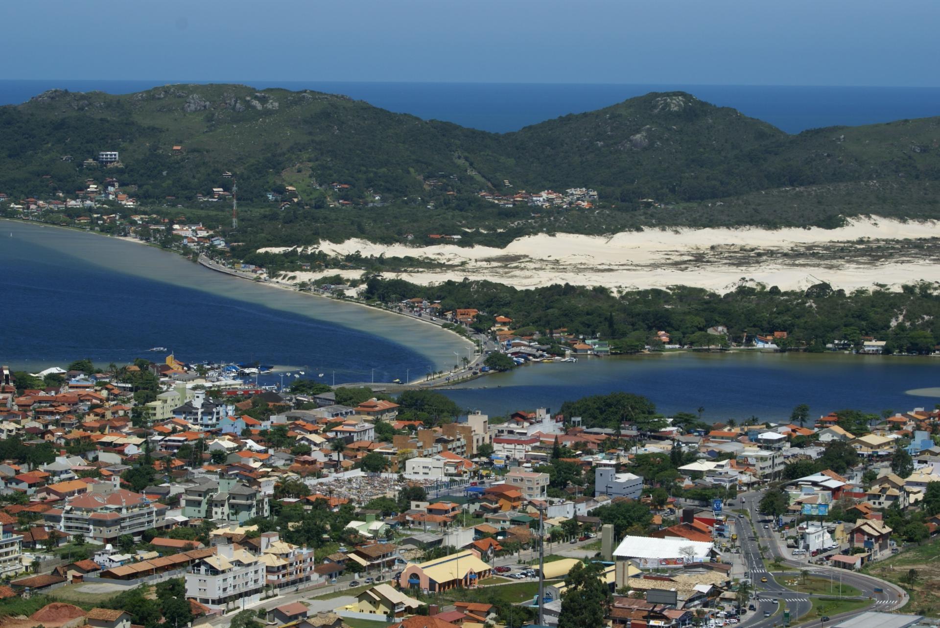 A lagoon meeting the sea in Florianopolis, Brazil