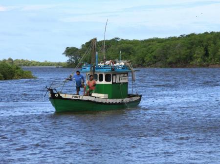 Fishing boat on the Rio Preguicas near Cabure