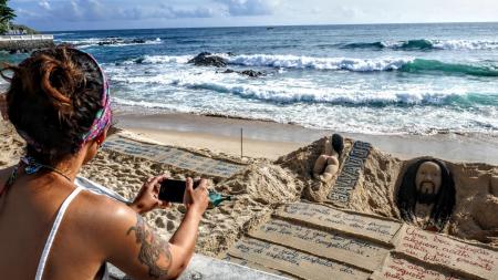 Enjoying one of the beautiful beaches near to the capital