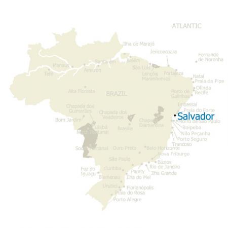 Map of Salvador and Brazil