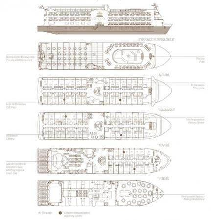 Map of the Decks and Cabins of Iberostar Grand Amazon