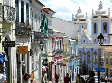 Colorful alleys and squares of the old town of Salvador