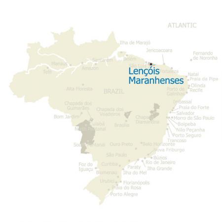 Map of Lencois Maranhenses in Brazil