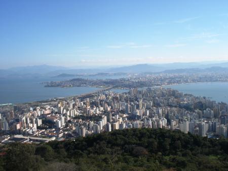 Aerial view over Florianopolis in the south of Brazil