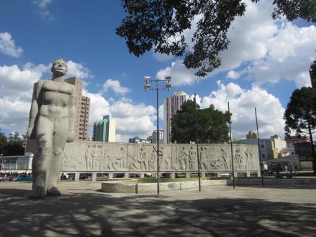 Plaza 19 de Dezembro and its monuments in Curitiba, the capital of the southern state of Parana