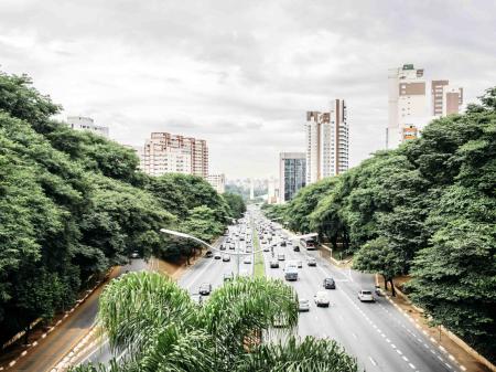 Large avenues bring you to the center of the state capital of Sao Paulo, Brazil