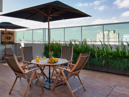 Rooftop bar at Hotel Tulip Inn Paulista Convention in Sao Paulo, Brazil
