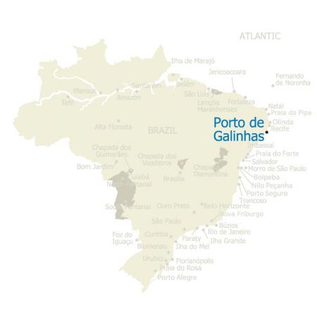 Map of Porto de Galinhas and Brazil