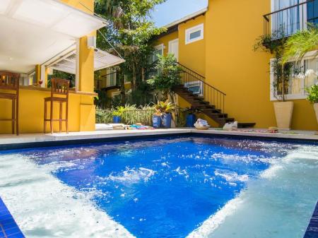 A large pool area at Pousada La Chimere in Buzios, Brazil