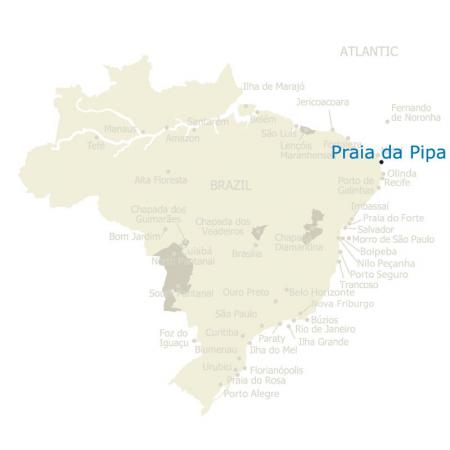 Map of Praia da Pipa and Brazil