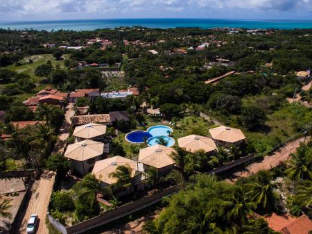 Aerial view of the pool area and the sea near to Pousada Morada dos Ventos in Praia da Pipa, Brazil