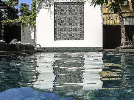 Pool area of Hotel Santa Teresa in Rio de Janeiro, Brazil