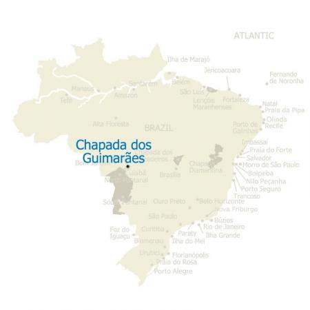 Map of Chapada dos Guimaraes and Brazil