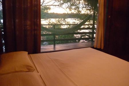 Amazon Juma Lodge: Example of a Double room with outdoor balcony and hammock