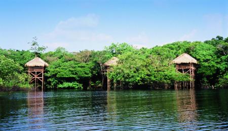 Cabins at Juma Amazon Lodge with lake view