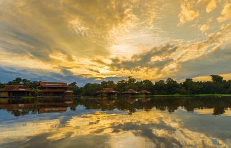 View on the river during sunset near to Uakari Lodge