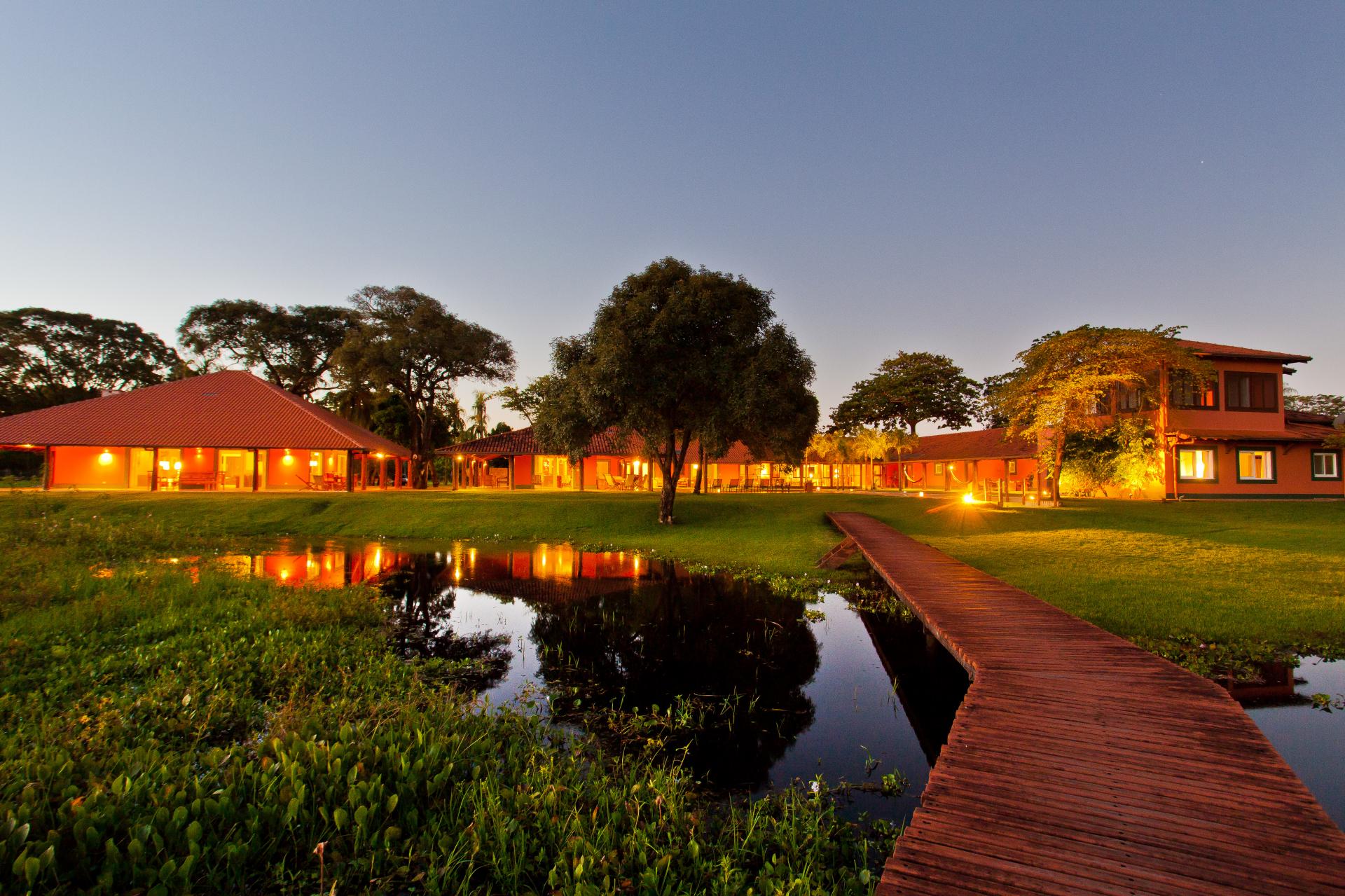 Beautiful lights, reflecting on the water, in the afternoon at Caiman Lodge in the southern Pantanal