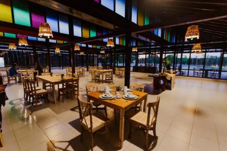 The modern restaurant at Santa Rosa Lodge in the northern Pantanal, Brazil