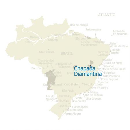 Map of Chapada Diamantina and Brazil