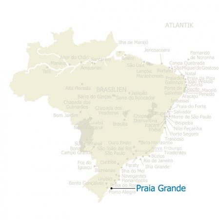 Map of Praia Grande and Brazil