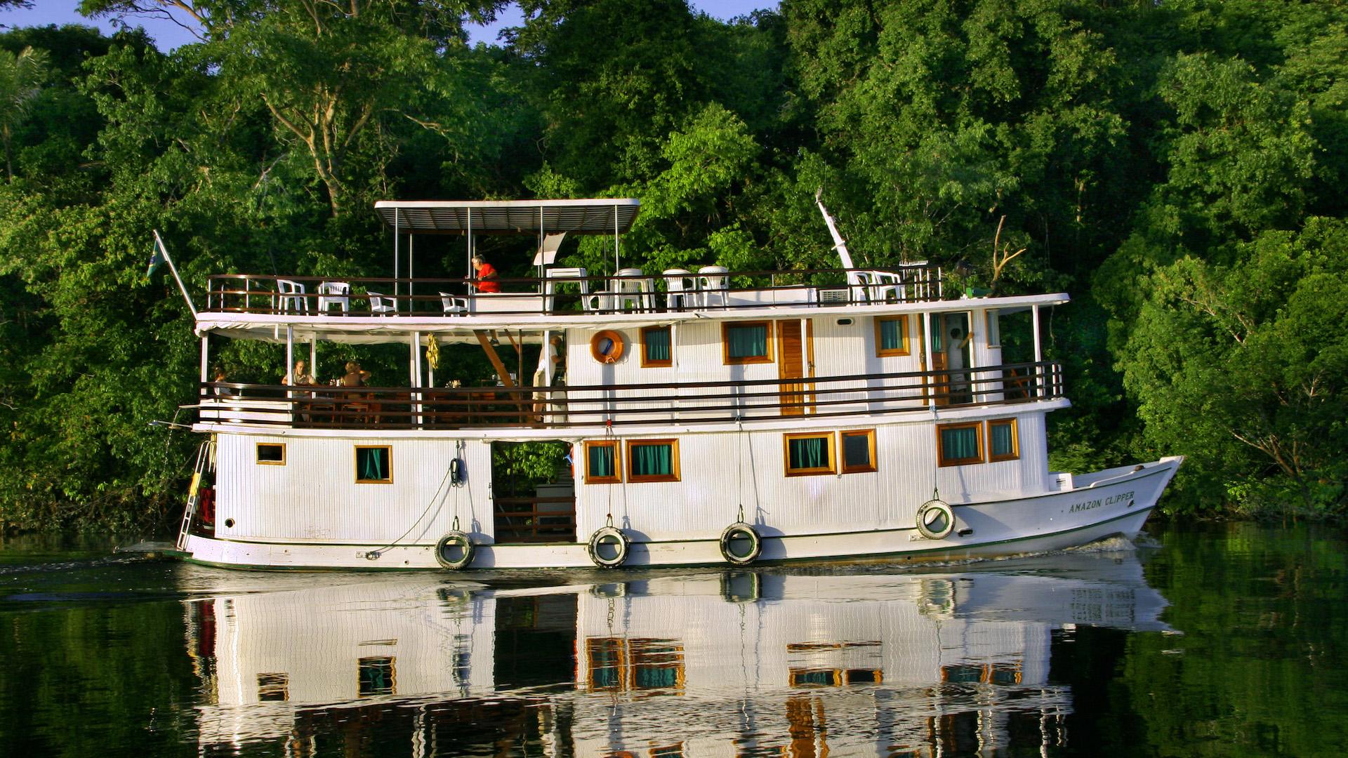 A typical Amazon boat during an expedition