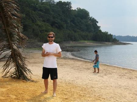 Amazon beach with tourist