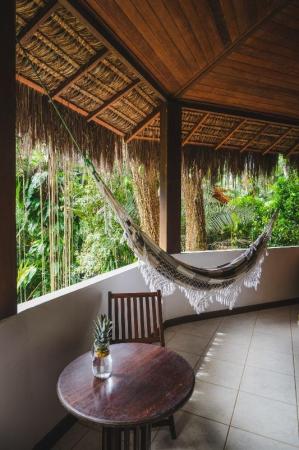 Terrace balcony of the Quadruple Garden Suite in Santa Clara in Boipeba, Brazil