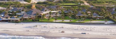 Aerial view of Hotel Casana from the beach front