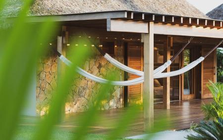 Terrace hammocks at one of the private bungalows at Hotel Casava